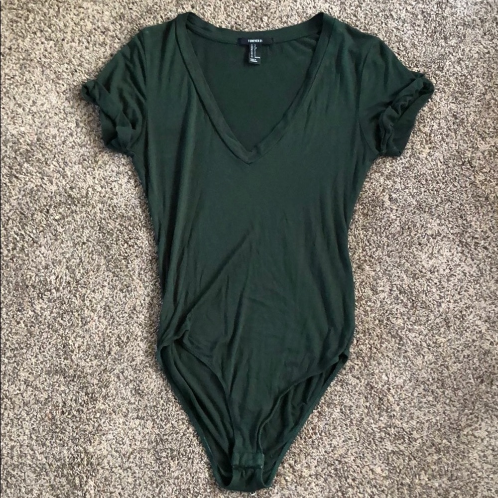 Forever 21 Short Sleeve Green Bodysuit